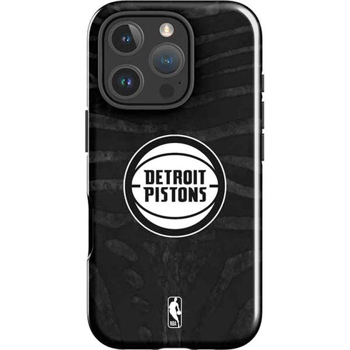 NBA Detroit Pistons Black Animal Print iPhone 16 Pro Impact Case